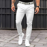 AIDASE  -  Men's Solid Color Skinny Pocket Zipper Business Casual Slim-Fit Pants aidase-shop