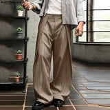 AIDASE  -  Men Striped Pants Button Joggers Loose Casual Wide Leg Trousers Men Streetwear Fashion Leisure Long Pants S-5XL aidase-shop
