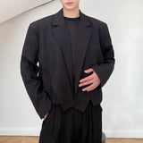 Aidase Men Autumn Winter Irregular Solid Color Cross Design Splicing Suit Genderless French Elegant Fashion Trend Short Casual Suit aidase-shop