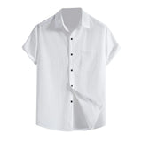 AIDASE  -  Male Summer Hawaii Solid Shirt Short Sleeve Pocket Turn Down Button Shirt Tops Fashion Wrinkle-Free Business Casual Shirt aidase-shop