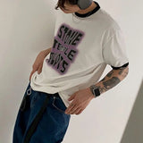 AIDASE  -  Summer New Men Tide Ins Chic  Korean Tops High Street Casual Print Cotton Small Neckline O-Neck Short Sleeve T-shirt aidase-shop