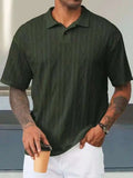 AIDASE  -  Retro Loose Texture Knitted Polo Shirt Men's Summer Retro Lapel T-shirt Breathable Old Money Short Sleeves aidase-shop