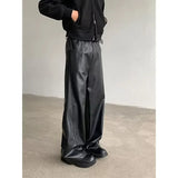 AIDASE  -  American Retro PU Leather Pants Men Loose High-End Vibe Straight Leg Wide Leg Draped Floor-Length Pants Matte Casual Trousers aidase-shop
