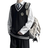 AIDASE  -  Original Design Men's Autumn Winter Knitted V-Neck Sweater Vest Uniform Style JK/DK Coat Unisex Fashionable College Theme aidase-shop
