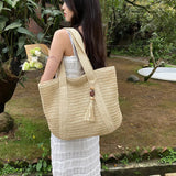 AIDASE  -  Summer Straw Woven Bag for Women Handbags Handmade Raffia Beach Boho Shoulder Bag Large Tote Bag Tassel Shopping Bag Bolsas aidase-shop