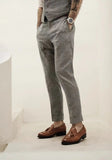 AIDASE  -  Vintage Naples Linen Pants Men British Style High Waist Slim Fit  Trousers Spring Summer Fashion Casual Ankle-Length Suit Pants aidase-shop