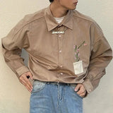 Aidase Mens Japanese Corduroy Floral Embroidered Long-Sleeved Shirt 2024 New Genderless Fashion Youth Trend Comfortable Shirt Unisex aidase-shop