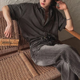 AIDASE  -  Summer New Men Tide Korean Style Elegant Fashion Cool Washed Short Sleeve Loose Casual Shirt Chic Ins Streetwear Top aidase-shop