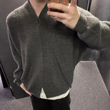 AIDASE  -  Lemair Handmade Irregular Button V-neck Open Cardigan Sweater Casual Loose Long Sleeve Woolen Outerwear Knitted Winter Coat aidase-shop