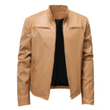 AIDASE  -  Men's Men's Leather Jacket Male Teen Stand-up Collar Punk Men's Locomotive Leather Jacket aidase-shop