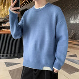 Aidase Knit Sweater Male Pullovers Round Collar Men's Clothing Crewneck Pink No Hoodie Spliced Warm Classic Knitwears Maletry Cotton X aidase-shop