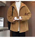 AIDASE  -  Korean Fashion Men's Wool Blend Coat Single Breasted Pea Coat Trench Overcoat aidase-shop