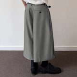 AIDASE  -  Men Pants Button Joggers Oversize Solid Color Casual Calf-length Trousers Men Streetwear Pleated Fashion Wide Leg Pants aidase-shop