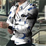 AIDASE  -  New Printed Casual Slim Fit Youth Men's Irregular Pattern Print Long Sleeve Shirt aidase-shop