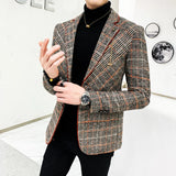 Aidase Men Wool blend Blazer  Plaid Suit Jacket Men Blazer Masculino Vintage Terno Masculino Blazers Men Terno Masculino Blaser Homens aidase-shop