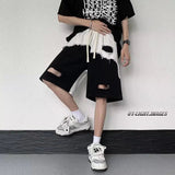 AIDASE  -  New Men's Spliced five-point Design Sense Casual Irregular Ripped Tool Shorts aidase-shop
