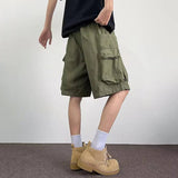 AIDASE  -  American Style Men's Shorts Summer New Straight Leg Multi Pocket Zipper Solid Color Fashionable Male Pants aidase-shop