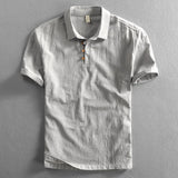 AIDASE  -  Mens Linen Short Sleeve Shirt Slim Fit Pullover Half Sleeve Retro Spring Summer Casual Breathable shirt Men's clothing aidase-shop