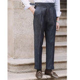 Aidase Fashion Men Dress Pant High Waist Straight Pants Men Spring  Business Versatile Belt Trouser Gentleman Paris Button Pant aidase-shop