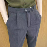 AIDASE  -  British Style Men Suit Pants Light Luxury Advanced Sense Ankle-Length Pencil Pants Summer Slim Fit Business Casual Trousers aidase-shop
