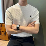 AIDASE  -  Men's Knitted Ice Silk Short Sleeve Polo Shirt round Neck Slim Fit Business Casual Pure Color Summer Breathable Fashion Top aidase-shop