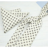 AIDASE  -  2PCS Neck Ties Set Fashion Paisley Striped Neckties Gentlemen Daily Wear Navy White Block Pocket Square Wedding Tuxedo Accessory aidase-shop