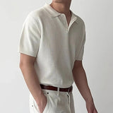AIDASE  -  Mens Short Sleeve Slim Casual Polo Shirts Summer Stylish Solid Color Men's Knitted Polo Shirt Streetwear Fashion Knitting Polos aidase-shop