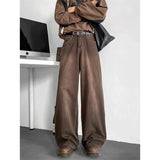 AIDASE  -  Loose Brown Wide Leg Men's Jeans American Style Spring Autumn Casual High Waist Denim Pants Comfortable Fit Male Fashion aidase-shop