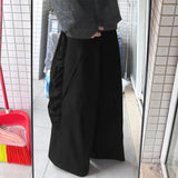 AIDASE  -  Men Pants Solid Color Elastic Waist Joggers Casual Ruffle Trousers Men Streetwear Loose Fashion Male Wide Leg Pants aidase-shop
