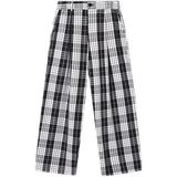 AIDASE  -  Spring Trendy Retro Plaid Loose Floor-Length Casual Wide Leg Pants Men Straight Design Long Trousers Faionable Youthful Sle aidase-shop