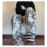 AIDASE  -  American Tie-dye Washed Pants Men's New Sweatpants Straight Loose Sports Casual Trousers aidase-shop