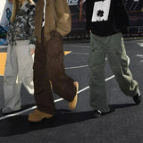 AIDASE  -  Spring Autumn Big Pocket Men's Cargo Pants Loose Straight Wide Leg Trousers Baggy Outdoor Workwear Pants Man Hip Hop Sweatpants aidase-shop