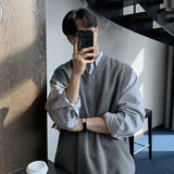AIDASE  -  Plain Sleeveless Knitted Sweaters for Men Solid Color Man Clothes Waistcoat V Neck Vest White A Thick Winter Korean Autumn Baggy aidase-shop