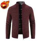 Aidase Knit Sweater Male Zipper Plaid Men's Clothing Cardigan Hoodies Zip-up Thick Winter Red Tops Jumpers Casual Stylish Hot aidase-shop