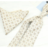 AIDASE  -  2PCS Neck Ties Set Fashion Paisley Striped Neckties Gentlemen Daily Wear Navy White Block Pocket Square Wedding Tuxedo Accessory aidase-shop