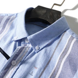 AIDASE  -  Men's Fashion Business Wedding Work Gentleman Cotton Button Point Collar Color Stripe Commuter Long Sleeve Casual Shirt aidase-shop