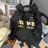AIDASE  -  American High Street Vibe Racing Suit Hoodie Cardigan Men Women's Spring Autumn Oversized Hiphop Handsome Hooded Jacket aidase-shop