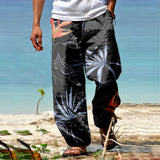 AIDASE  -  Men'S Loose Jogging Sports Pants Male Summer Breathable Linen Like Trousers All Print Printed Tether Wide Leg Pants 남자 여름바지 aidase-shop