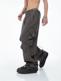 Aidase American Street Fashion Big Pocket Overalls Trousers Loose Casual Design Straight Wide Leg Trousers Mens Clothing Pants