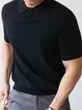 AIDASE  -  Summer High Quality Knitwear Mens Polo Shirts Casual Pure Color Short Sleeve Slim Polos Men Fashion Button Polo Neck Knitted Top aidase-shop