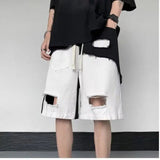 AIDASE  -  New Men's Spliced five-point Design Sense Casual Irregular Ripped Tool Shorts