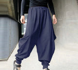AIDASE  -  Men Solid Drop Crotch Harem Pants Drawstring Elastic Jogger Tapered Ankle Cuff Loose Baggy Streetwear Hip Hop Trousers aidase-shop