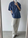 AIDASE  -  Men's Textured Cuban Collar Shirt Casual Oversized Short Sleeve Button Down Loose Fit Summer Top aidase-shop