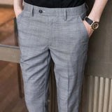 Aidase Slim Fit Social Man Suits Pants Tailoring Business Tressed Elastic Stretch Trousers for Men Dress Chinese Homme Summer Up