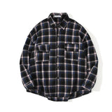 AIDASE  -  Japanese Retro Ethnic Style Brushed Plaid Shirt Men's Spring Loose Casual Long-sleeved Full print Shirts Coat Woolen Harajuku aidase-shop