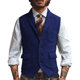 Aidase Men Vest Brown Herringbone Business Waistcoat Jacket Casual Slim For Wedding Groom Banquet Gilet Vest aidase-shop