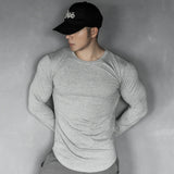 AIDASE  -  New Spring And Autumn Male Sports Leisure Running Fitness Exercise Cotton Elastic Solid Color Long Sleeve Base T-Shirt aidase-shop