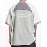 AIDASE  -  Oversized Summer New Japanese T-shirt Men Cotton Mesh Patchwork Printed Jersey Round Neck Loose Couple Short Sleeve Top Tees aidase-shop