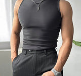 =Aidase Tops Korean Style New Men's Double-sided Suede Casual O-neck Vests Fashion Solid Simple Sleeveless Tank Tops S-5XL aidase-shop