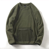 AIDASE  -  Japanese Men's Warm Fleece Pullover Hoodie for Autumn Winter Casual Versatile Pullover Top Self Heating Zipper Pocket Sweatshirt aidase-shop